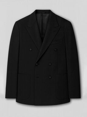 Men's Double-Breasted Black Chino Blazer